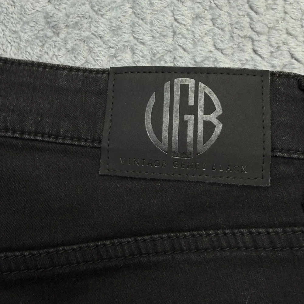 Vintage Genes Black Jeans Mens Slim Fit Black Solid‎ 34x29 Cotton Stretch Modern
